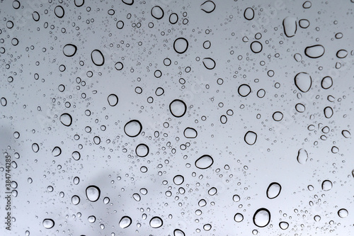 water drops on the glass, rainy day