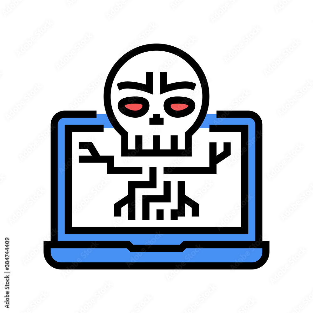 computer death programm color icon vector. computer death programm sign. isolated symbol illustration