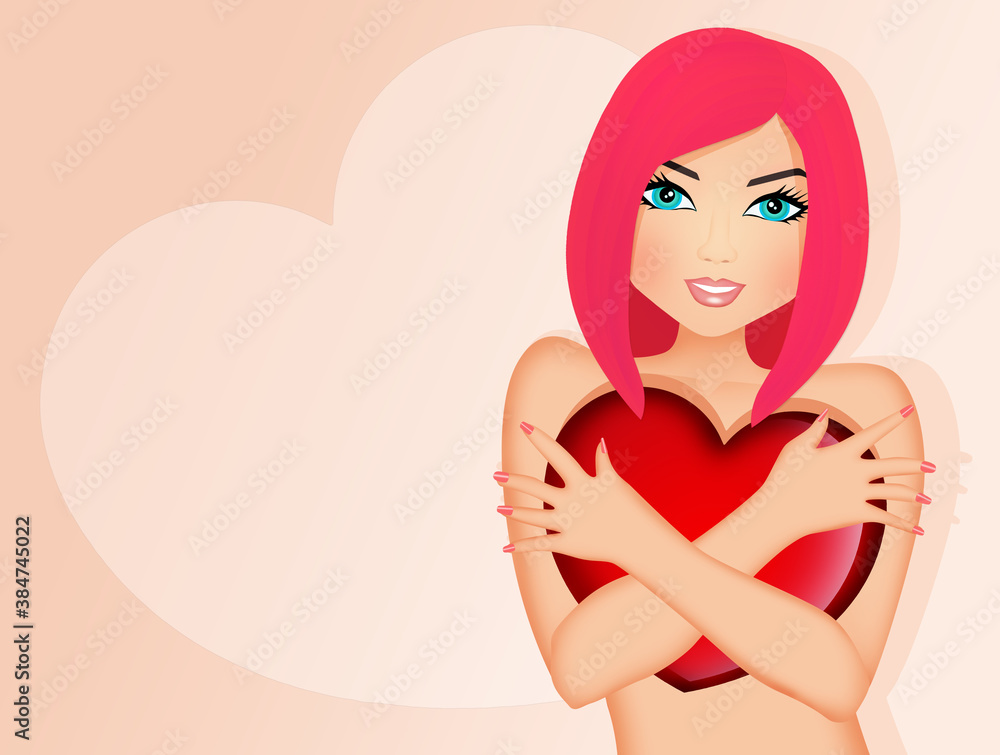 illustration of sexy girl with heart