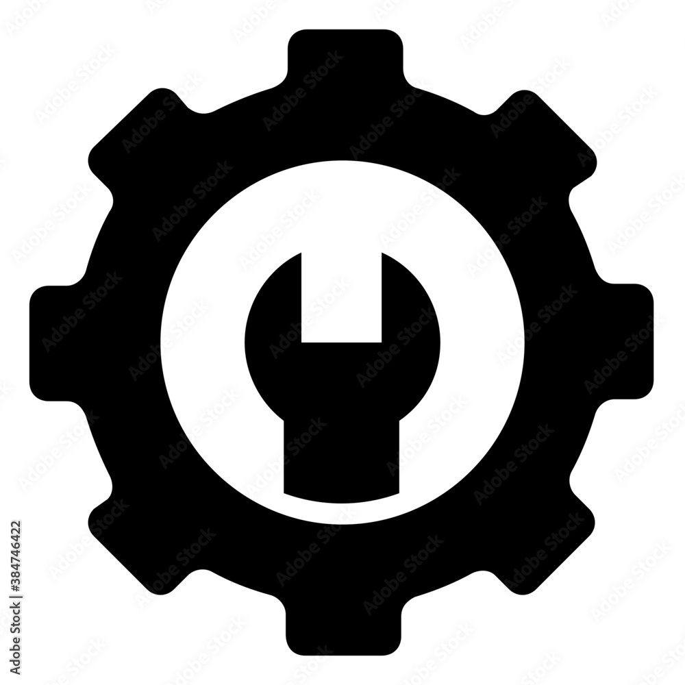 Wrench with gear symbol of technical support
Wrench with gear symbol of technical support