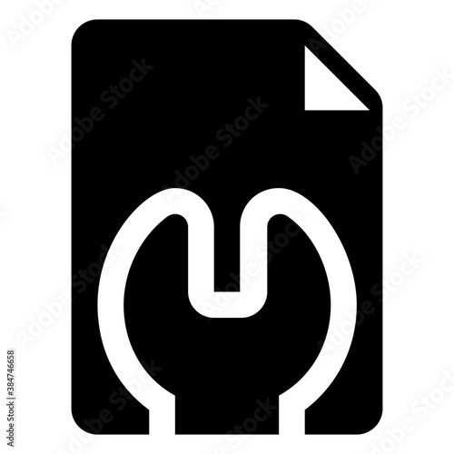 
Wrench symbol on paper sheet presenting icon for setup file
