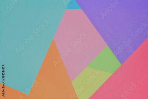 Abstract shapes and light assorted colors with kraft paper