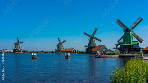 Traditional wooden windmills near Amsterdam