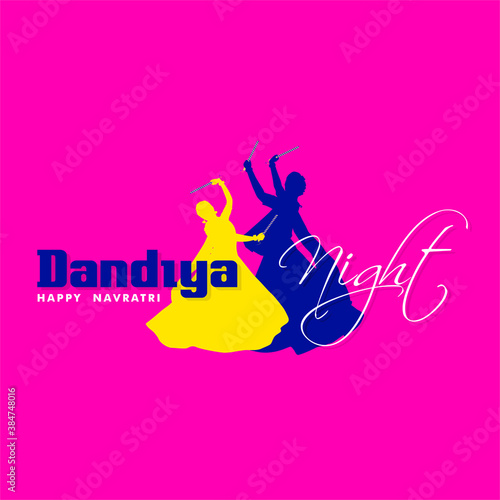 Dandiya Night Typography - Happy Navratri Banner