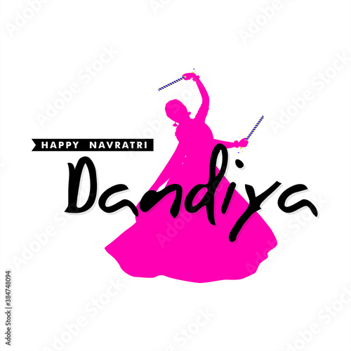 Dandiya Night Typography - Happy Navratri Banner