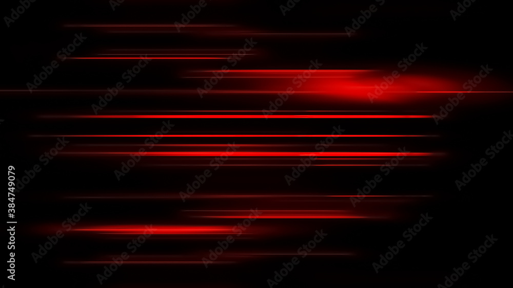 Glowing blurred light stripes in motion over on abstract background. Red  rays. Led Light. Future tech. Shine dynamic scene. Neon flare. Magic moving  fast lines. Glowing wallpaper. Stock illustration. Stock イラスト