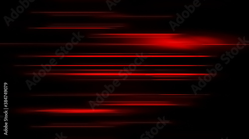 Glowing blurred light stripes in motion over on abstract background. Red rays. Led Light. Future tech. Shine dynamic scene. Neon flare. Magic moving fast lines. Glowing wallpaper. Stock illustration.