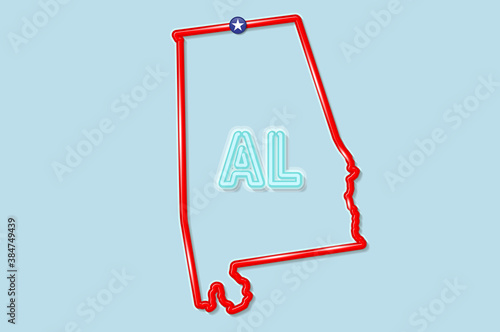 Alabama US state bold outline map. Vector illustration