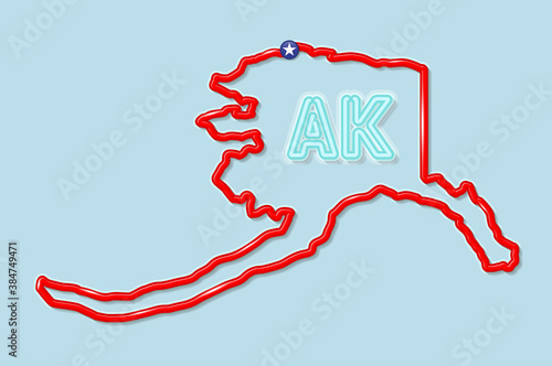 Alaska US state bold outline map. Vector illustration