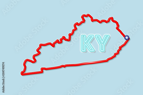 Kentucky US state bold outline map. Vector illustration