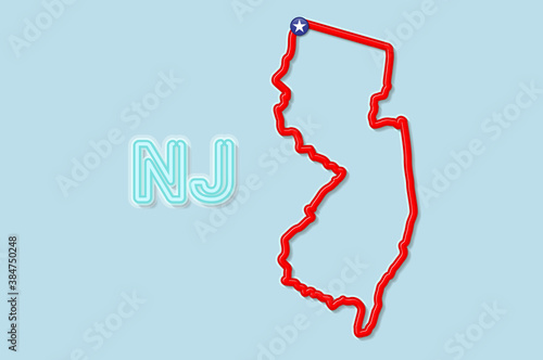 New Jersey US state bold outline map. Vector illustration