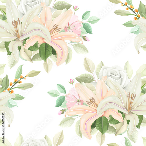 Fototapeta Naklejka Na Ścianę i Meble -  floral seamless pattern with soft color