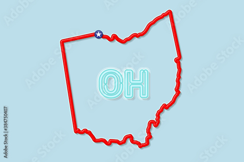 Ohio US state bold outline map. Vector illustration