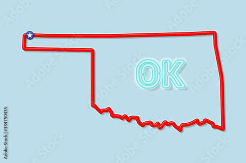 Oklahoma US state bold outline map. Vector illustration