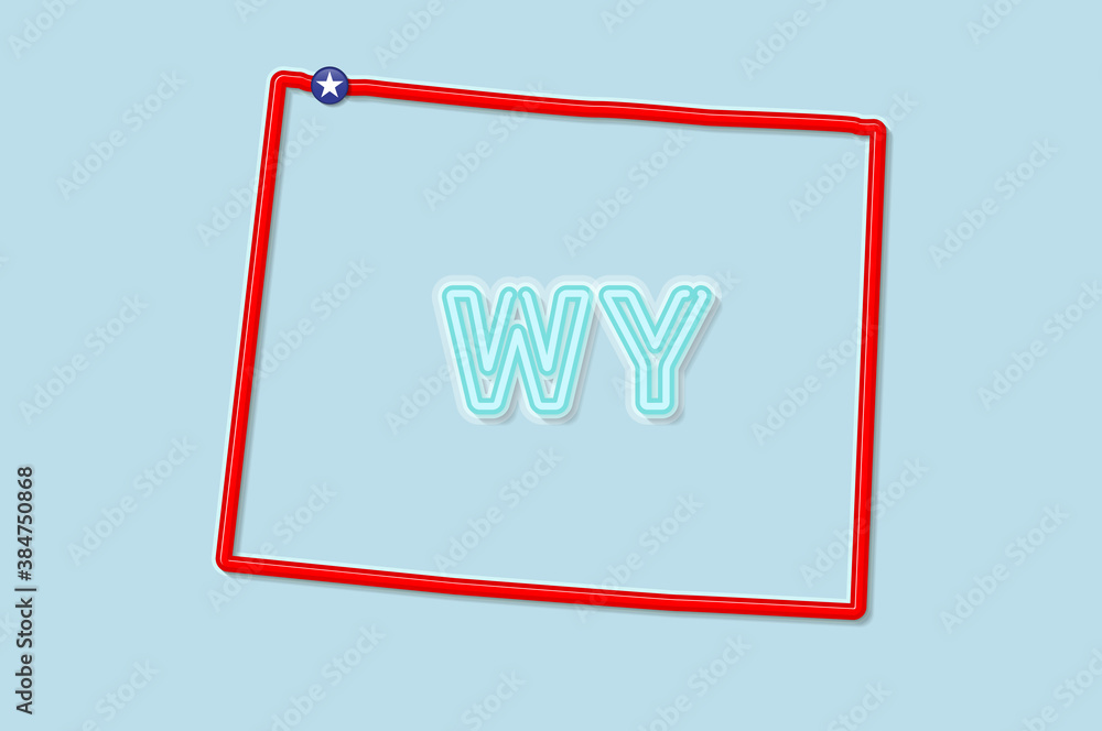Wyoming US state bold outline map. Vector illustration Wyoming US state bold outline map. Vector illustration