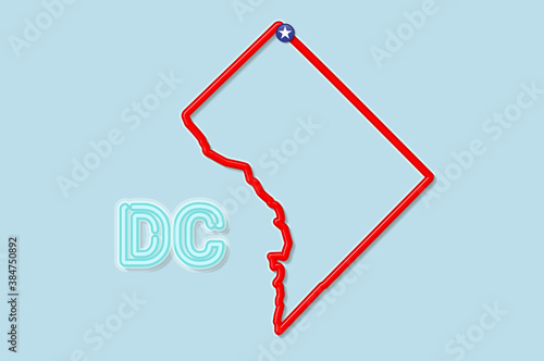 District of Columbia or Washington DC bold outline map. Vector illustration