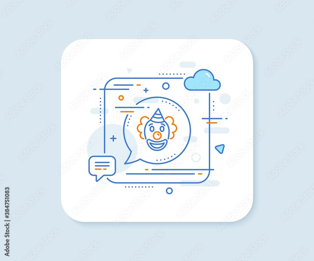 Clown line icon. Abstract square vector button. Amusement park funnyman sign. Clown line icon. Speech bubble concept. Vector Clown line icon. Abstract square vector button. Amusement park funnyman sign. Clown line icon. Speech bubble concept. Vector