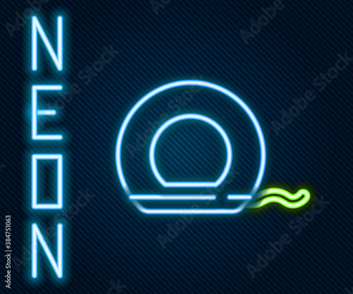 Glowing neon line Dental floss icon isolated on black background. Colorful outline concept. Vector.