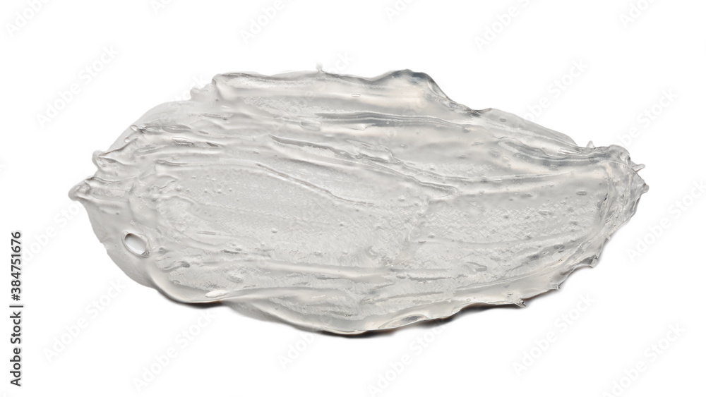 grey cosmetic smear gel on white background with copy space grey cosmetic smear gel on white background with copy space