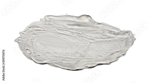 grey cosmetic smear gel on white background with copy space