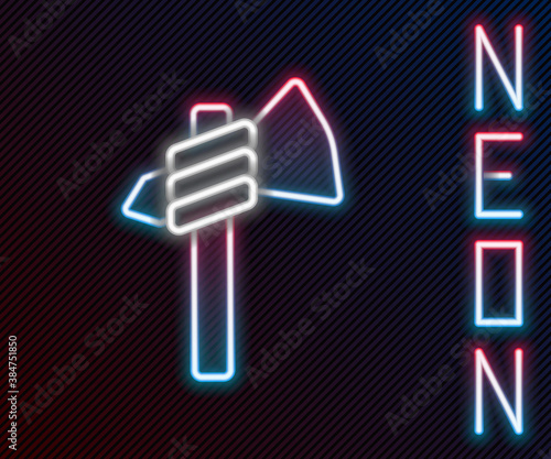Glowing neon line Native american tomahawk axe icon isolated on black background. Colorful outline concept. Vector.