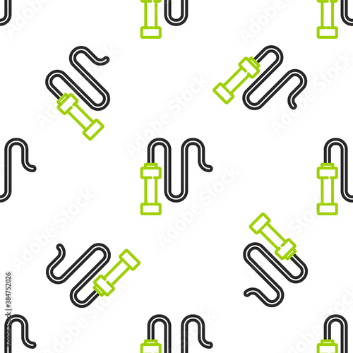 Line Braided leather whip icon isolated seamless pattern on white background. Vector.