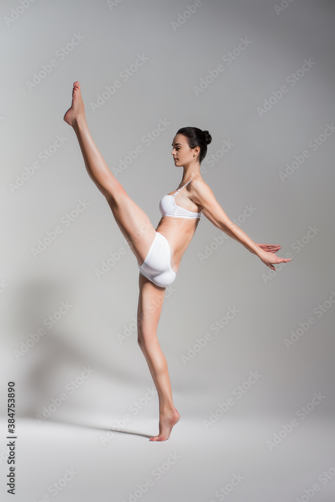elegant ballet dancer with leg up