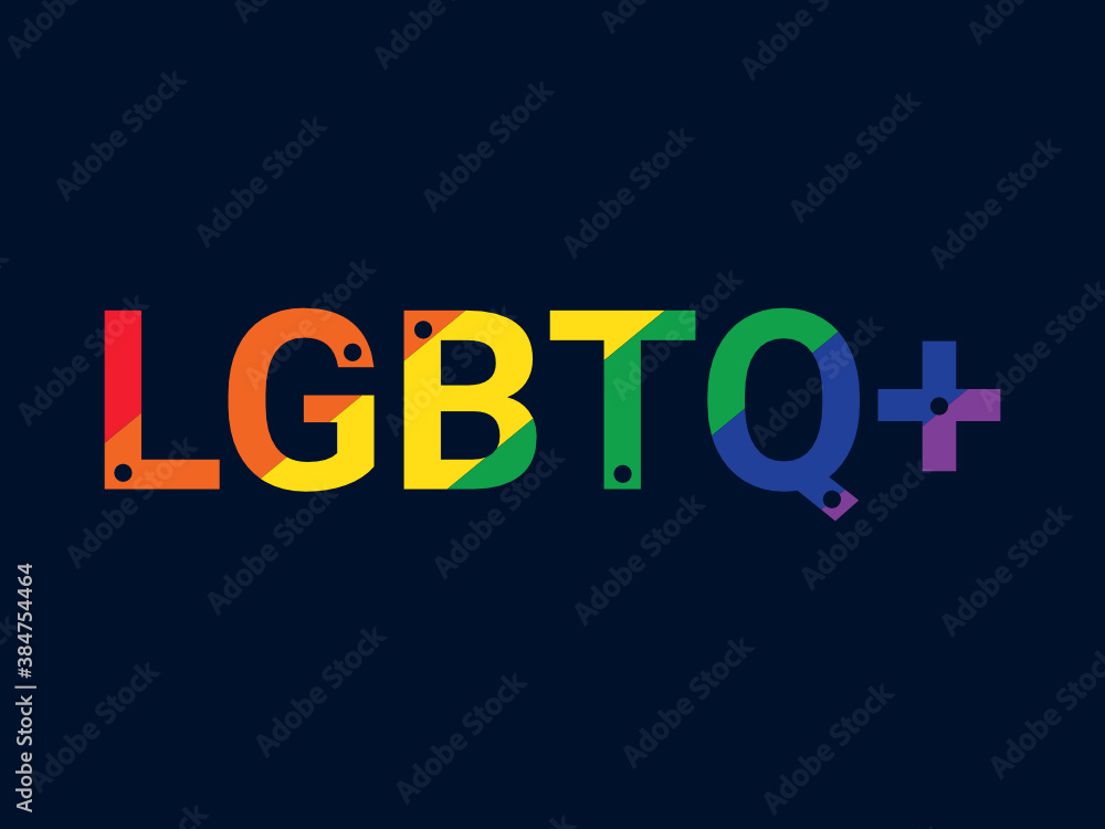  LGBTQ+ letters rainbow color vector