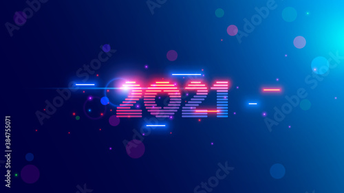 2021 year. Neon 2021 year in digital retro cyber 80th technology style. Light and shine Vector New Year number in tech industry design. Electronic digit 20 21 on celebration banner future.