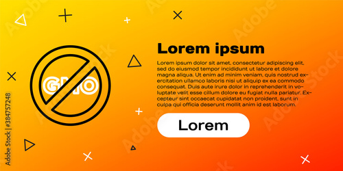 Line No GMO icon isolated on yellow background. Genetically modified organism acronym. Dna food modification. Colorful outline concept. Vector.