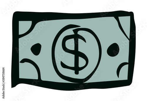 Dollar bill sign. Vector drawing