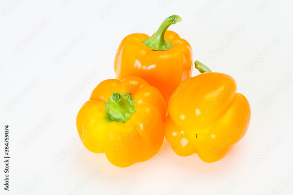 Yellow Bell pepper with leaves Yellow Bell pepper with leaves