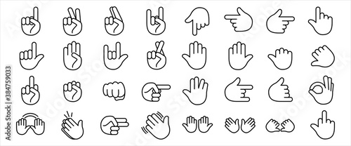 Simple Set of hand gesture sign and expression Related Vector icon graphic design. Contains such Icons as hand fist  pointing finger  counting and more