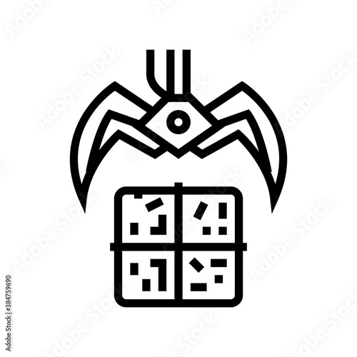 landfill claw loader line icon vector. landfill claw loader sign. isolated contour symbol black illustration