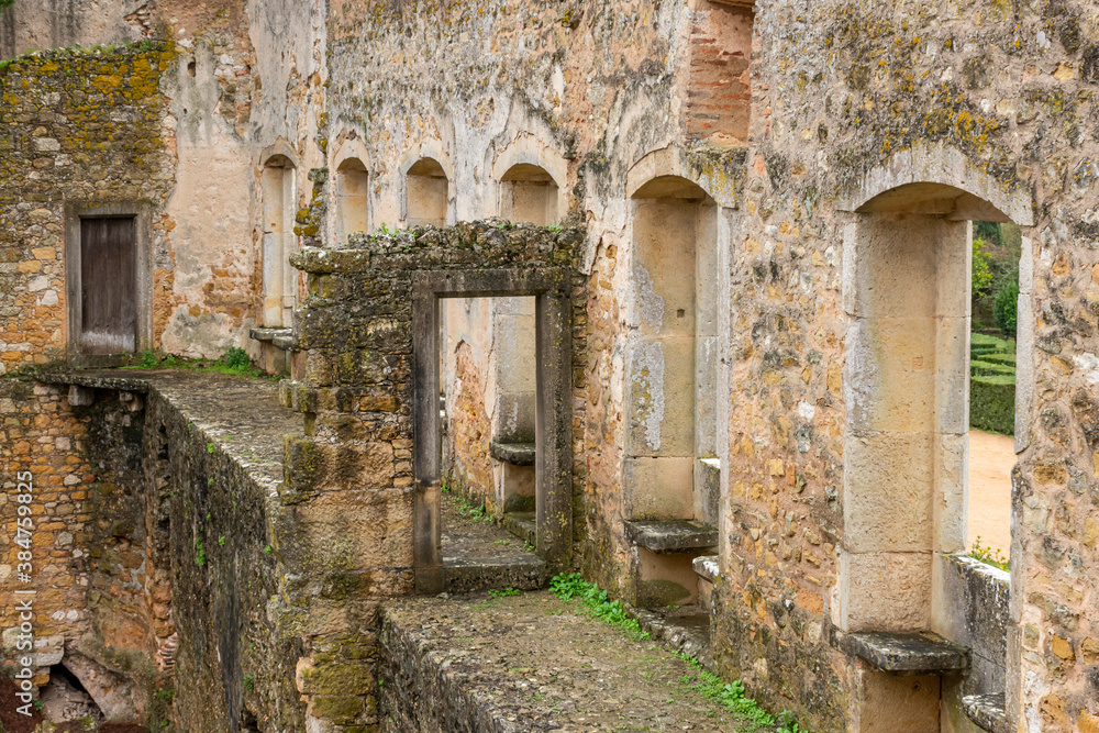 Ruins And Bare Walkway With Unique Stand Alone Stone Door Frame. Templar Castle/Convent Of Christ, Tomar, Portugal.