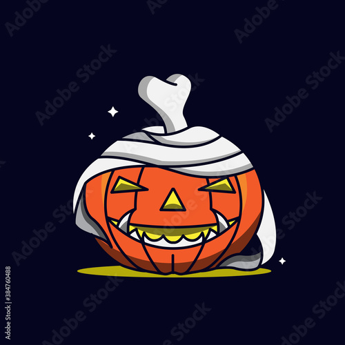 mummy pumpkin cartoon illustration
