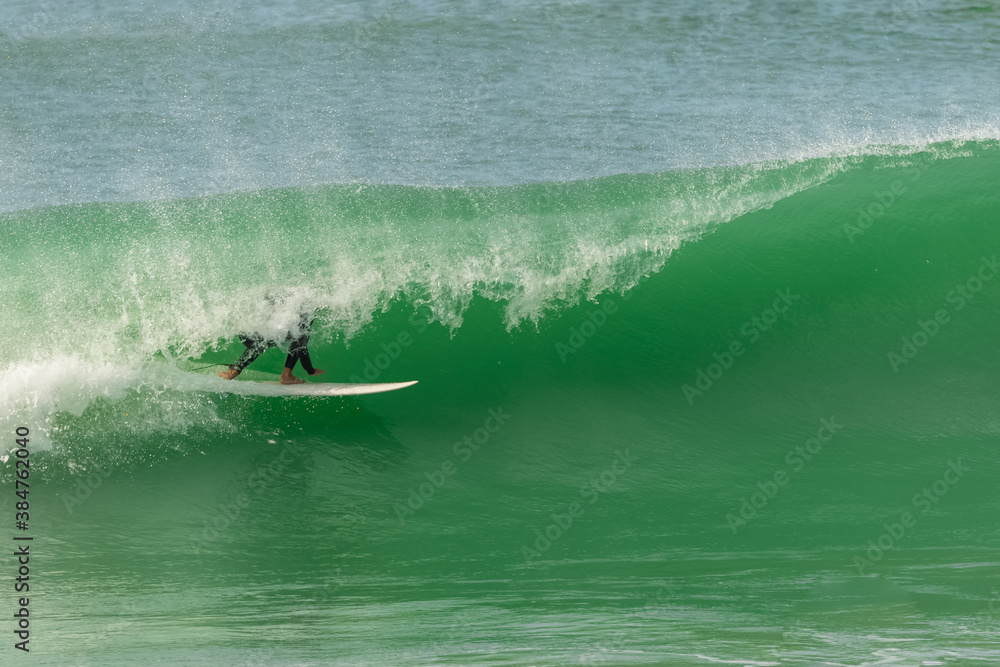 Fototapeta premium Surfer in a big wave, Anglet in the pays basque, France