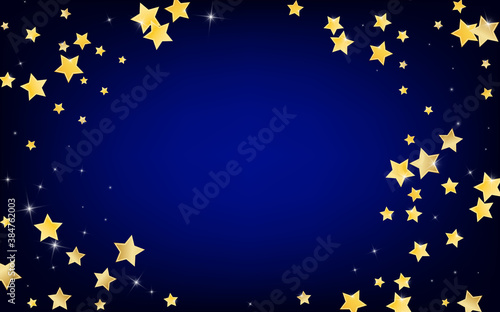 Golden Luxury Stars Vector Blue Background. 