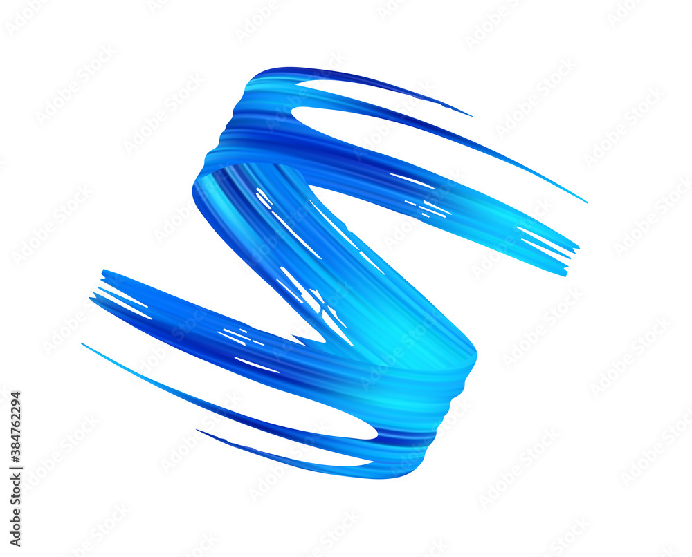 Vector 3d realistic blue brush stroke paint on white background. Wave Liquid shape. Trendy design Vector 3d realistic blue brush stroke paint on white background. Wave Liquid shape. Trendy design