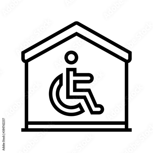 house for disabled line icon vector. house for disabled sign. isolated contour symbol black illustration