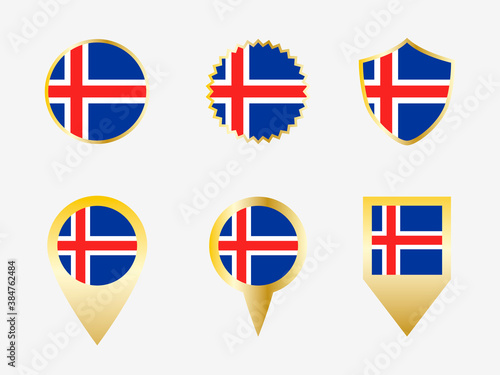 Vector flag set of Iceland.