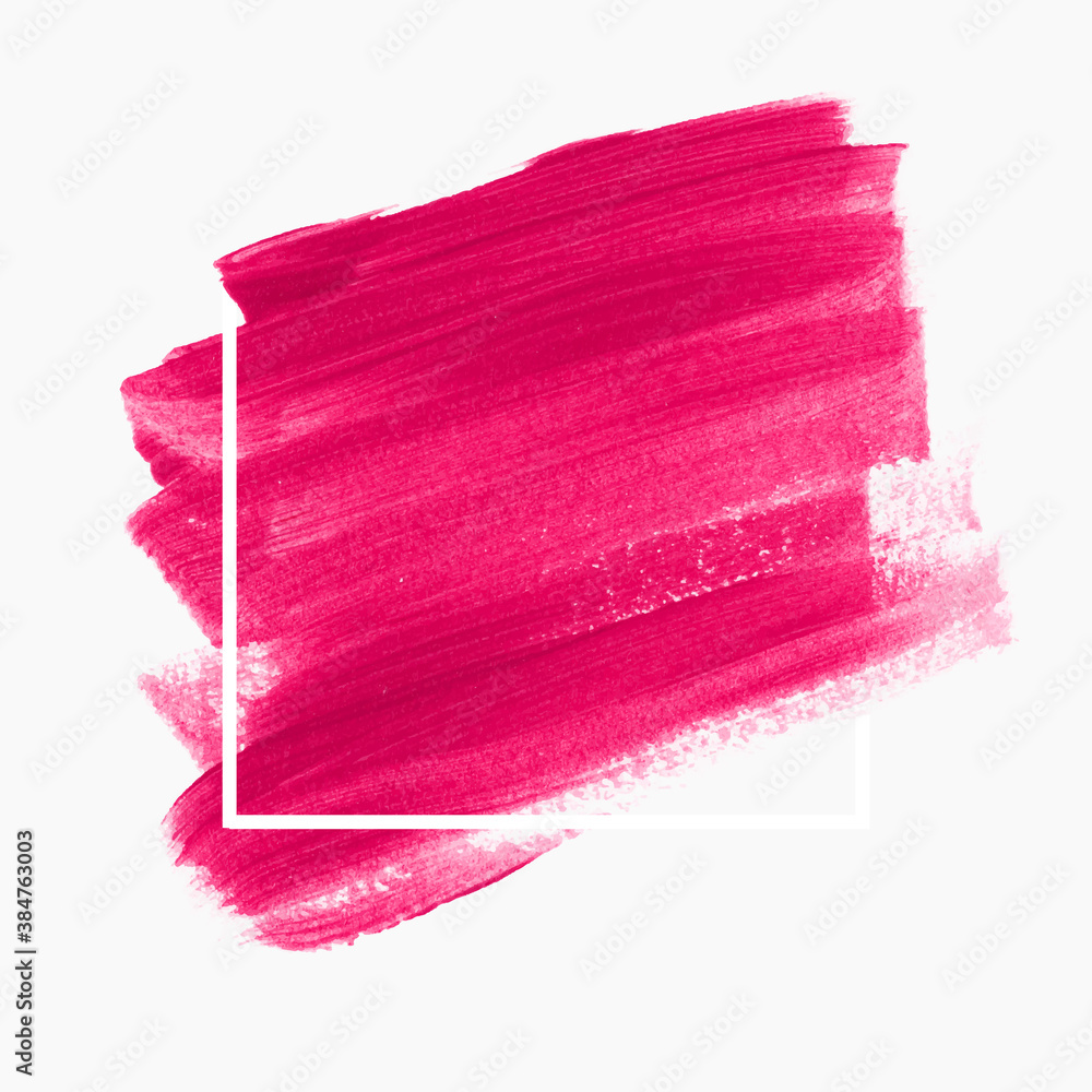 Fototapeta premium Pink logo brush stroke painted watercolor background vector. Perfect design for headline and sale banner. 