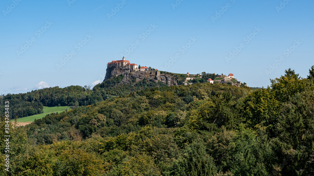 Panorama of the fortress and town Riegersburg in south east Styria, Austria