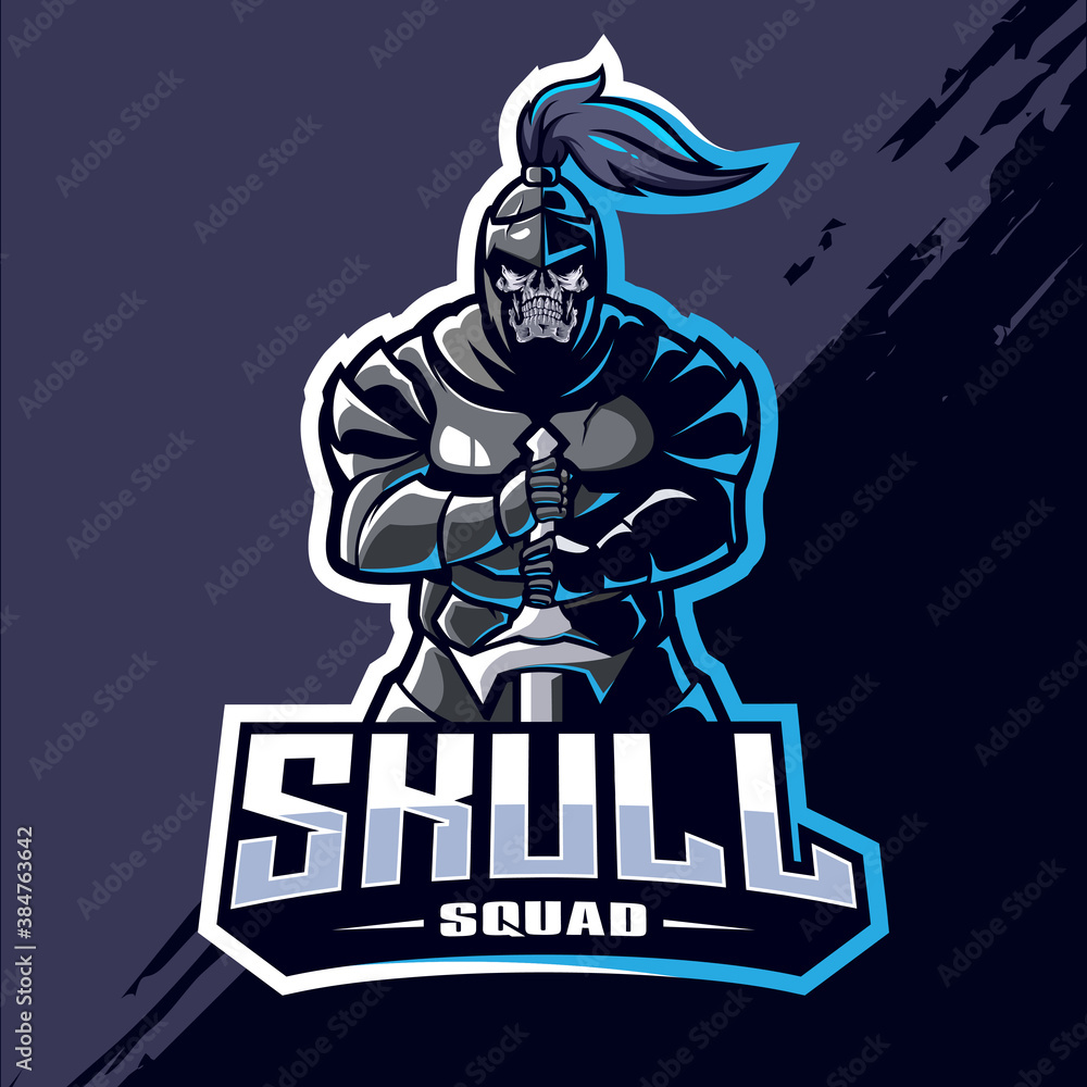Skull squad with gun mascot esport logo design Skull squad with gun mascot esport logo design