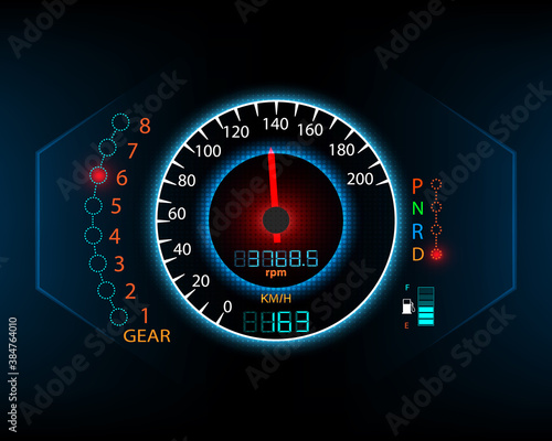 Digital car speedometer on background, vector illustration eps10