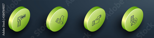 Set Isometric Digital thermometer, , Checking body temperature and icon. Vector.