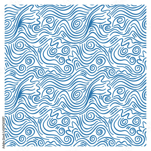 Seamless pattern with stormy twisted waves.