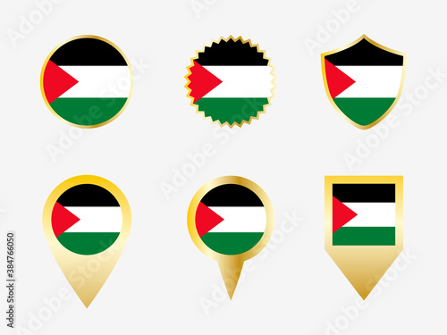 Vector flag set of Palestine