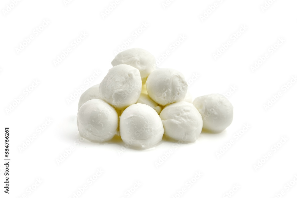 Mozzarella balls isolated on white background