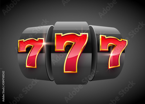 Black slot machine wins the jackpot. 777 Big win concept. Casino jackpot.